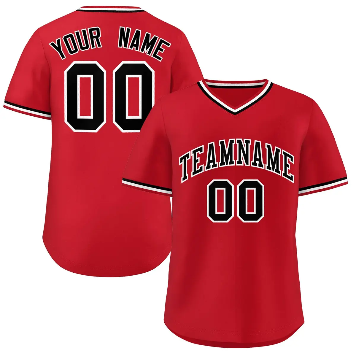 Red Black-White Authentic Classic Pullover Baseball Jersey