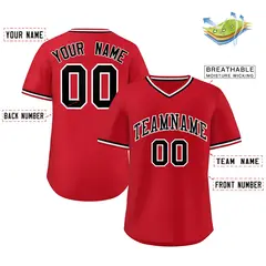 Red Black-White Authentic Classic Pullover Baseball Jersey 2
