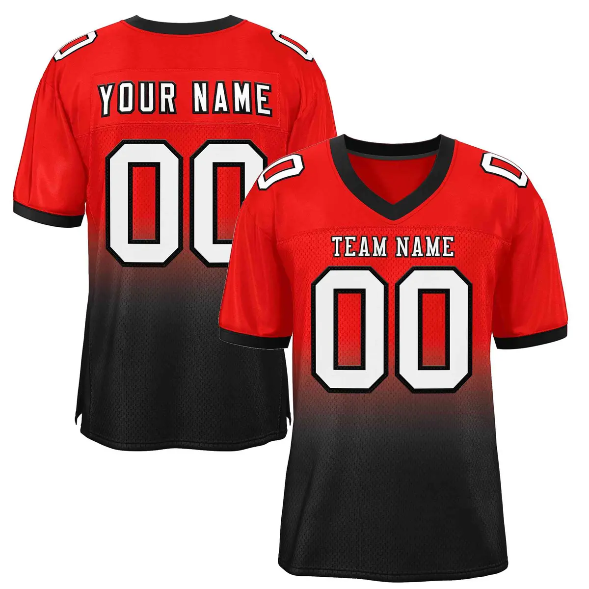 Red Black White-Black Gradient Outdoor Football Jersey