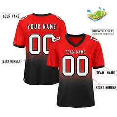 Red Black White-Black Gradient Outdoor Football Jersey 2