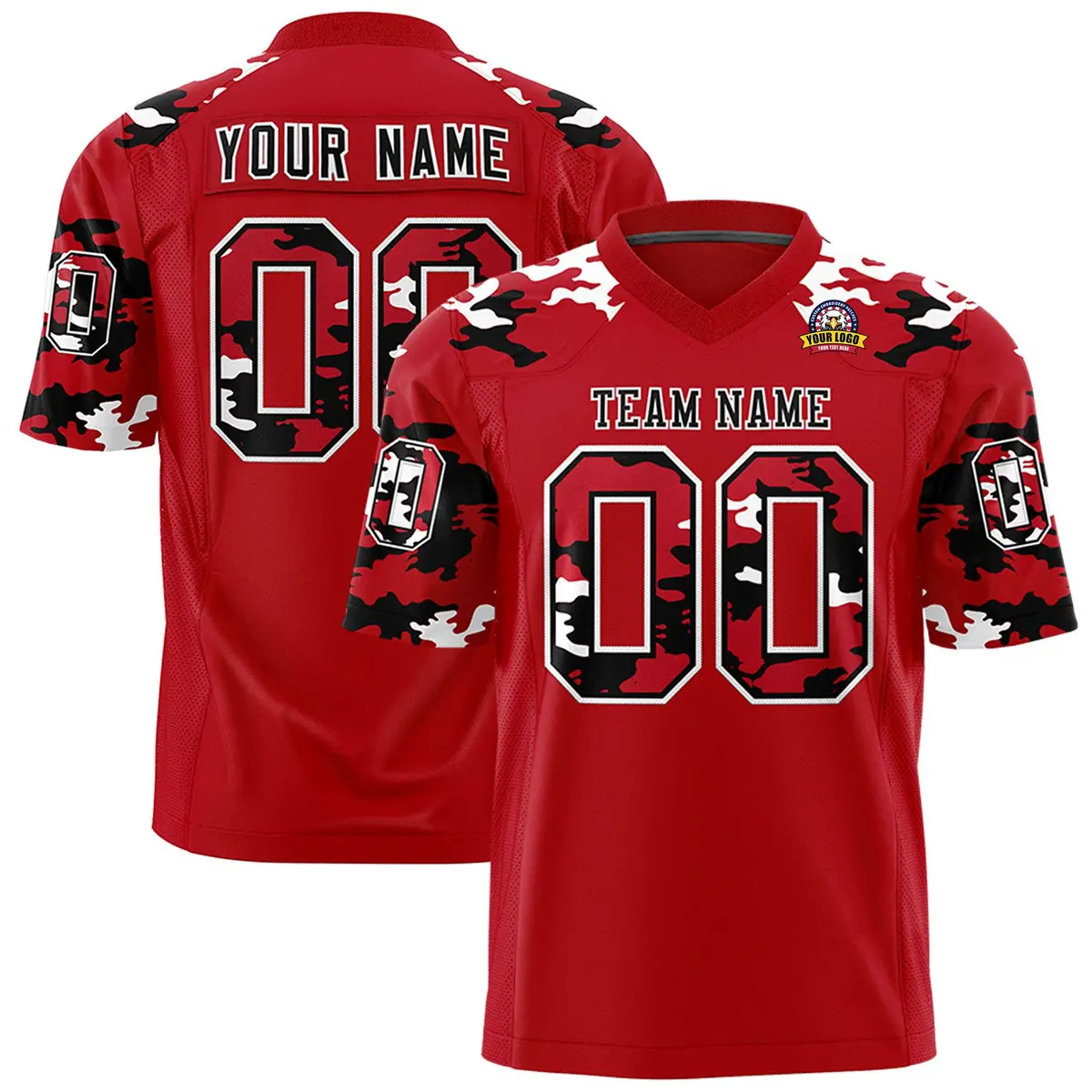 Red Black-White Camo Authentic Football Jersey