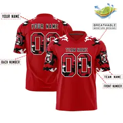Red Black-White Camo Authentic Football Jersey 2