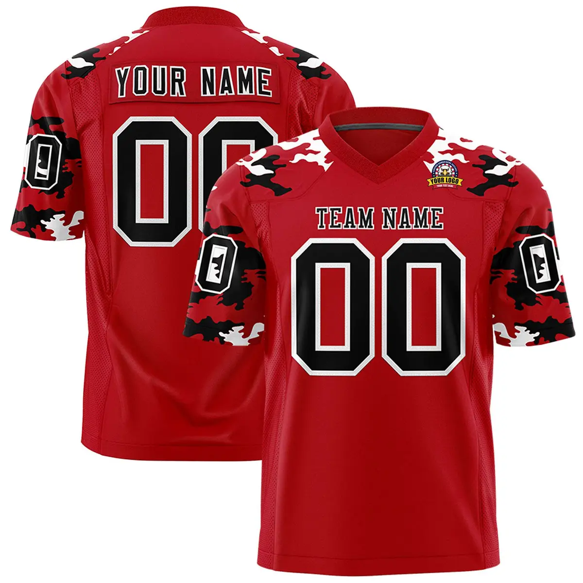 Red Black-White Camo Authentic Football Jersey