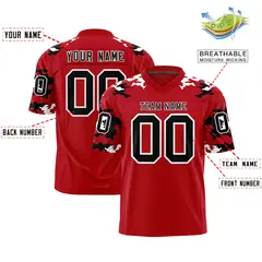 Red Black-White Camo Authentic Football Jersey 2