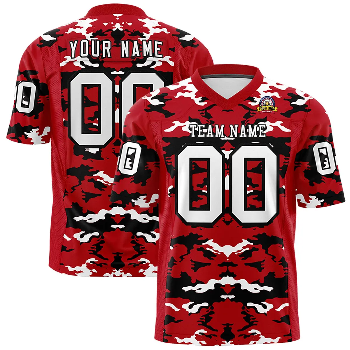Red Black-White Camo Authentic Football Jersey
