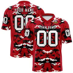 Red Black-White Camo Authentic Football Jersey