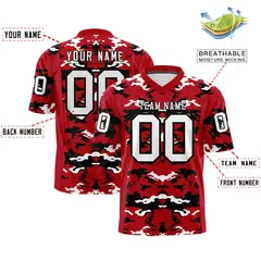 Red Black-White Camo Authentic Football Jersey 2