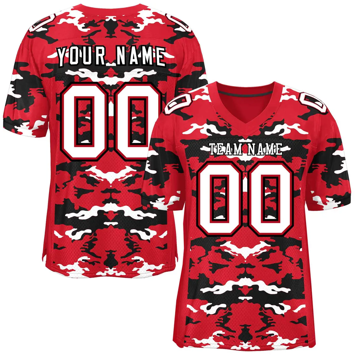 Red Black-White Camo Authentic Football Jersey