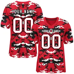 Red Black-White Camo Authentic Football Jersey