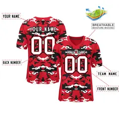 Red Black-White Camo Authentic Football Jersey 2
