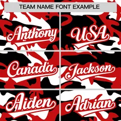Red Black White Camo Gradient Fashion Baseball Jersey 3