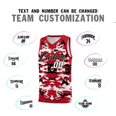 Red Black-White Camo Sets Sports Basketball Jersey 4