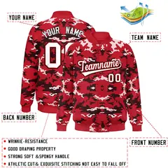 Red Black-White Camo Varsity Letterman Jacket 2