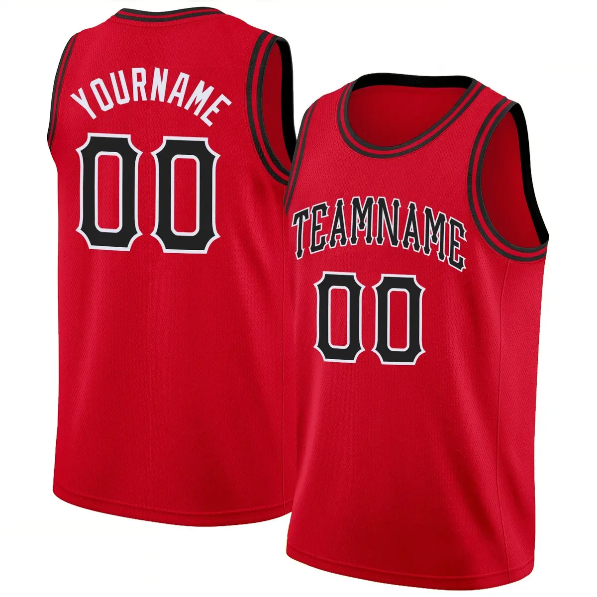 Red Black White Classic Athletic Casual Basketball Jersey