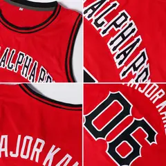 Red Black White Classic Athletic Casual Basketball Jersey 5
