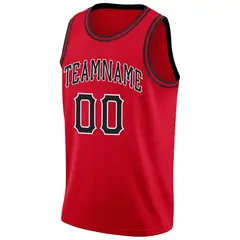 Red Black White Classic Athletic Casual Basketball Jersey 6