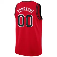 Red Black White Classic Athletic Casual Basketball Jersey 7