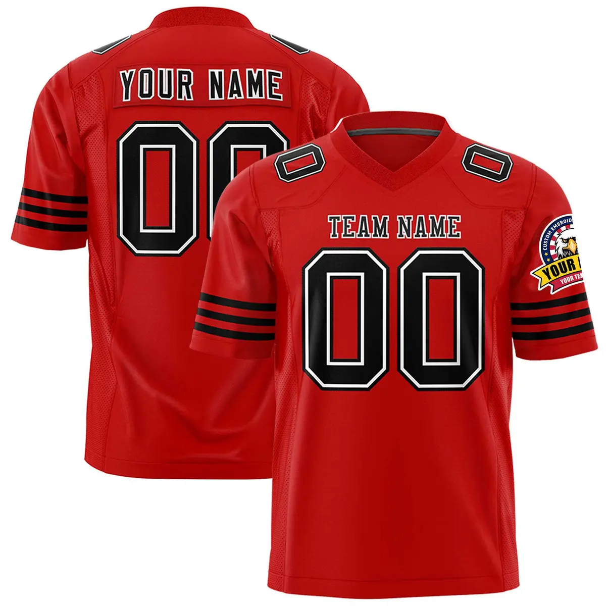 Red Black-White Classic Authentic Football Jersey