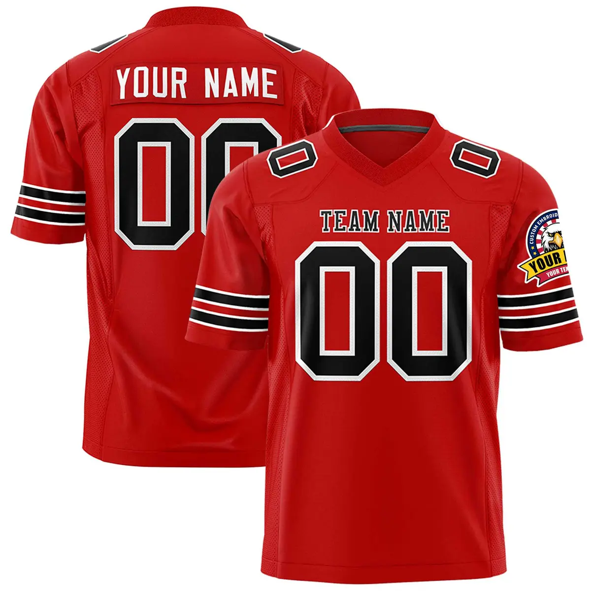 Red Black-White Classic Authentic Football Jersey