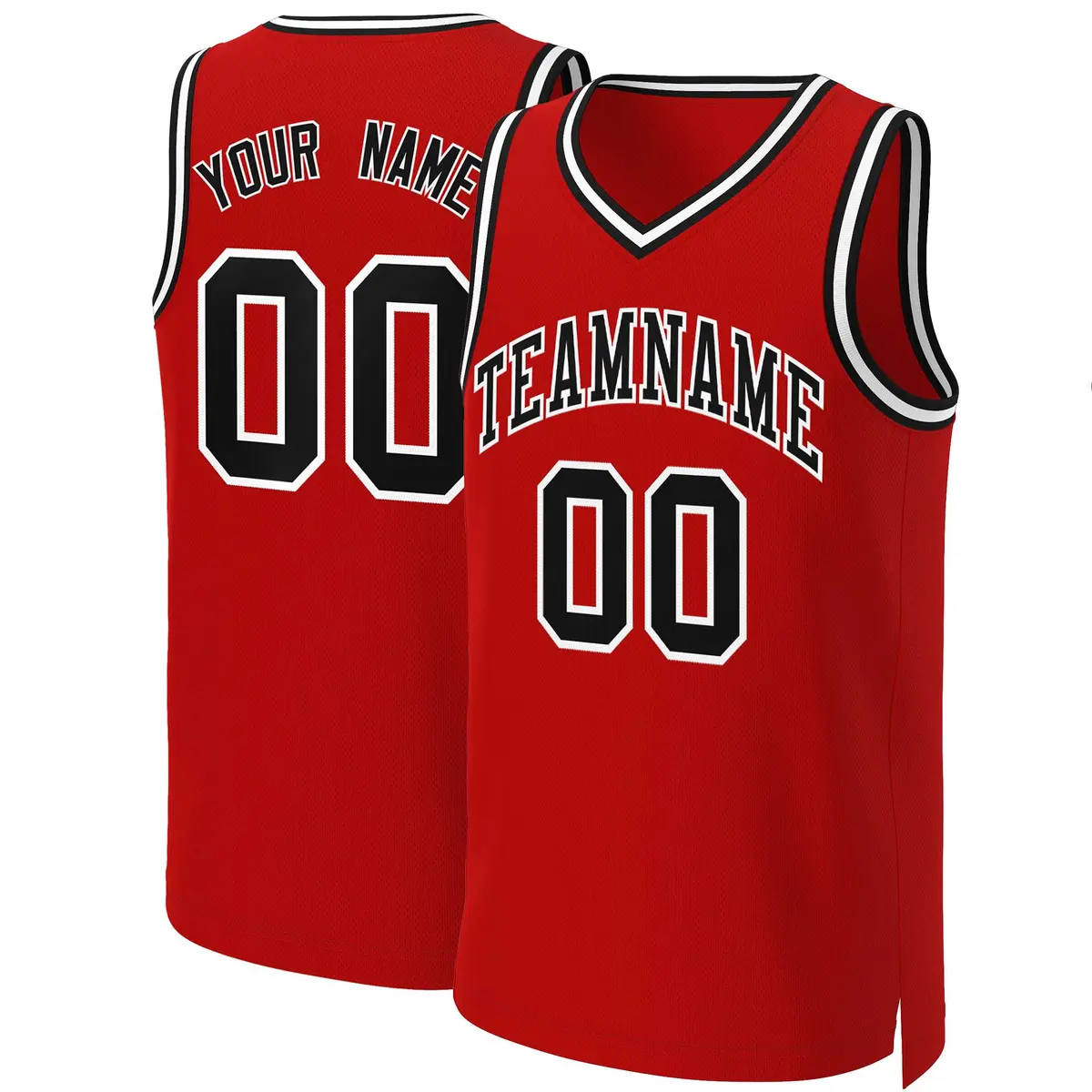 Red Black-White Classic Basketball Jersey