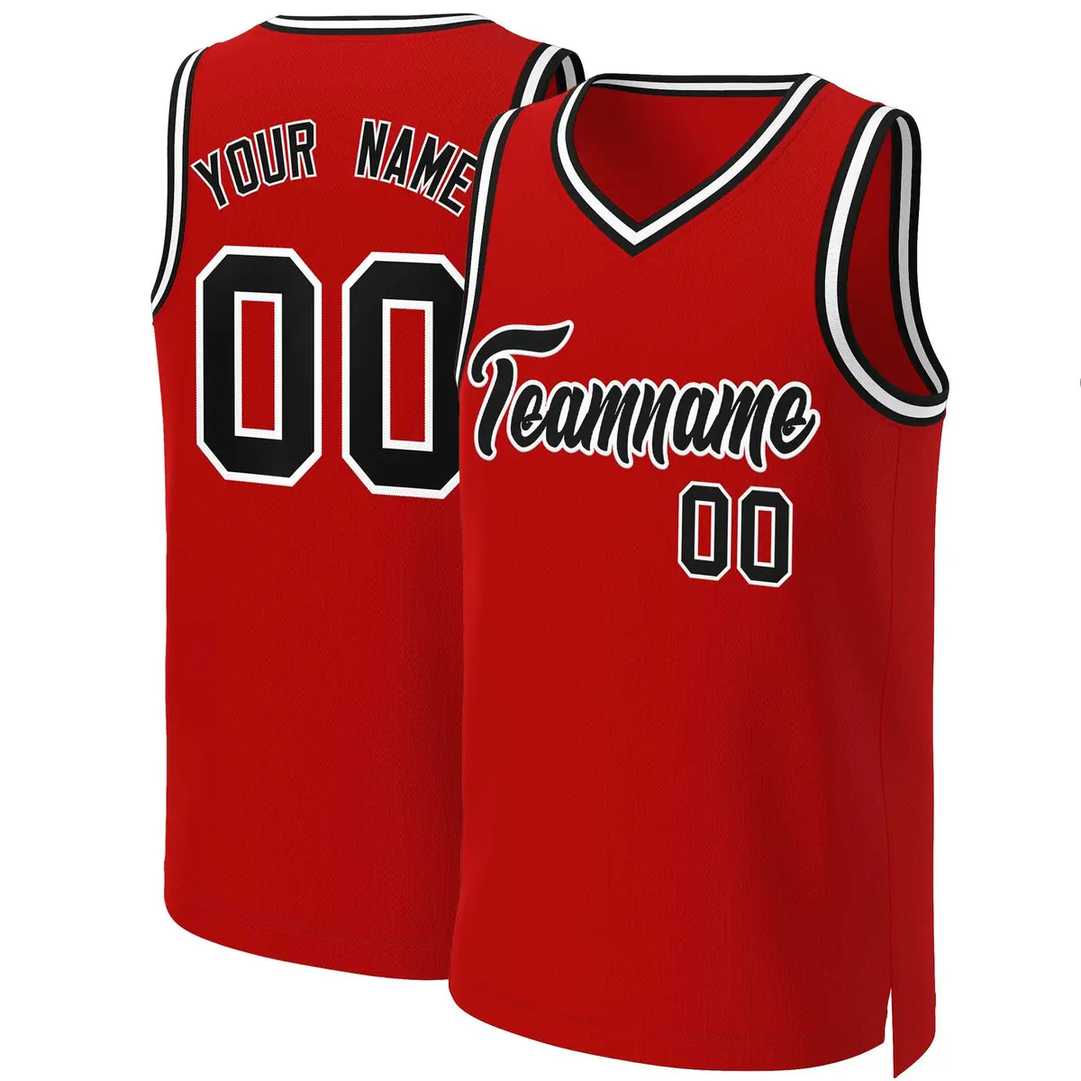 Red Black-White Classic Basketball Jersey