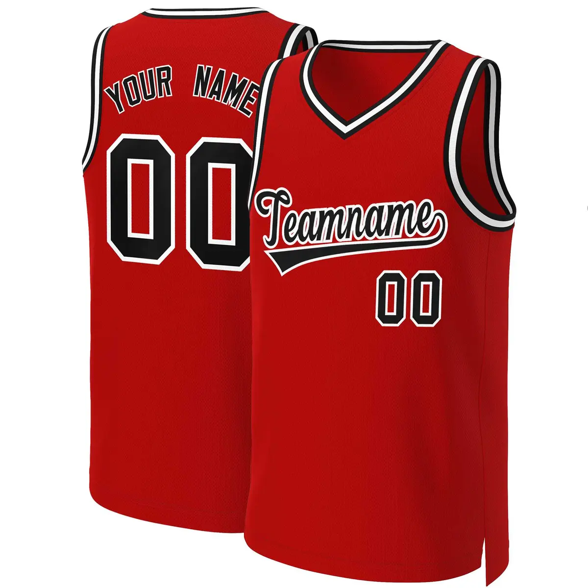 Red Black-White Classic Basketball Jersey