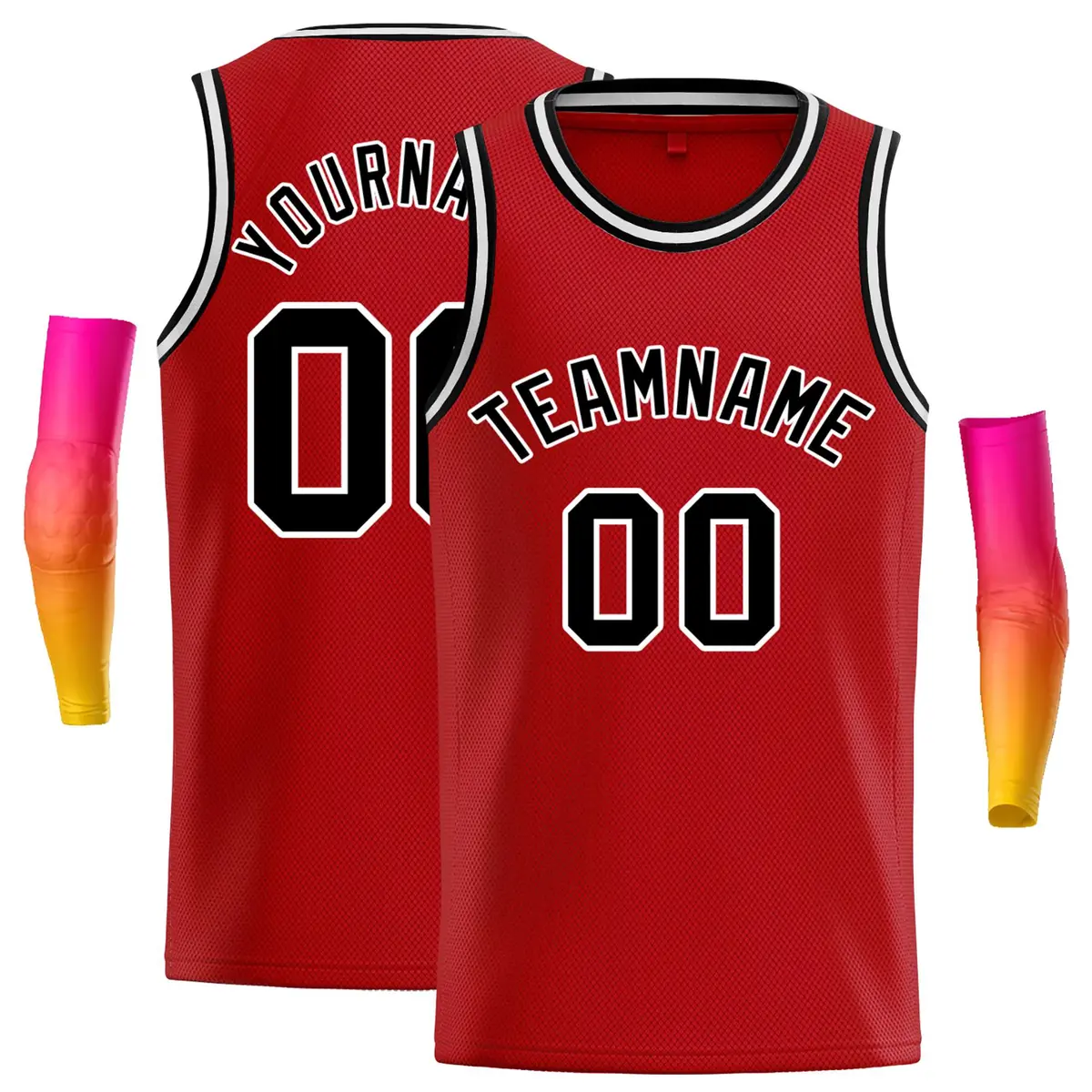 Red Black-White Classic Casual Basketball Jersey