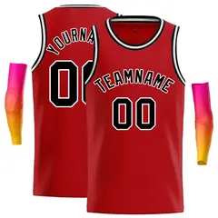 Red Black-White Classic Casual Basketball Jersey