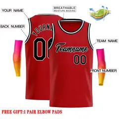 Red Black-White Classic Casual Basketball Jersey 2