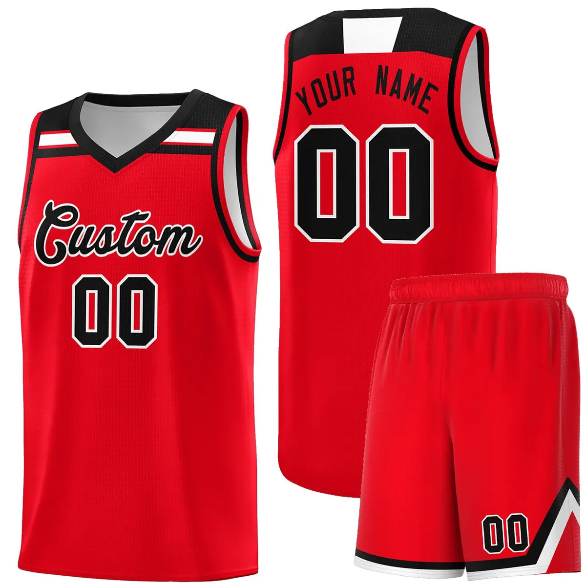Red Black-White Classic Sports Basketball Jersey