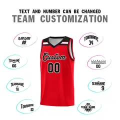 Red Black-White Classic Sports Basketball Jersey 3