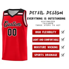 Red Black-White Classic Sports Basketball Jersey 4