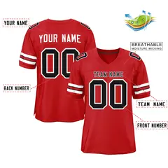 Red Black-White Classic Style Authentic Football Jersey 2