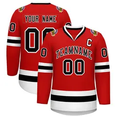 Red Black-White Classic Style Hockey Jersey