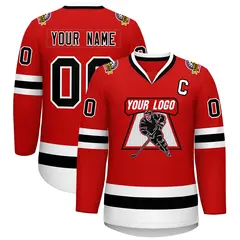 Red Black-White Classic Style Hockey Jersey