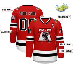 Red Black-White Classic Style Hockey Jersey 2