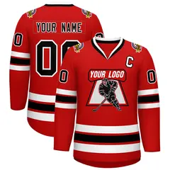 Red Black-White Classic Style Hockey Jersey