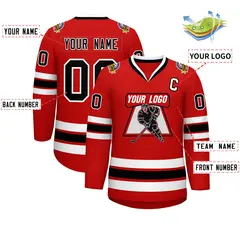 Red Black-White Classic Style Hockey Jersey 2