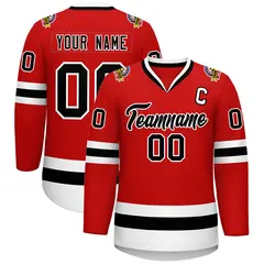 Red Black-White Classic Style Hockey Jersey 1