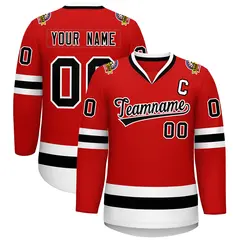 Red Black-White Classic Style Hockey Jersey