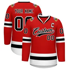 Red Black-White Classic Style Hockey Jersey 1