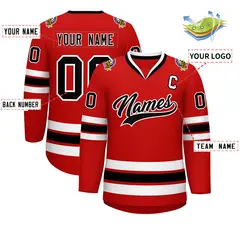 Red Black-White Classic Style Hockey Jersey 2