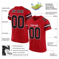 Red Black-White Classic Style Mesh Authentic Football Jersey 2