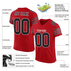 Red Black-White Classic Style Mesh Authentic Football Jersey 2