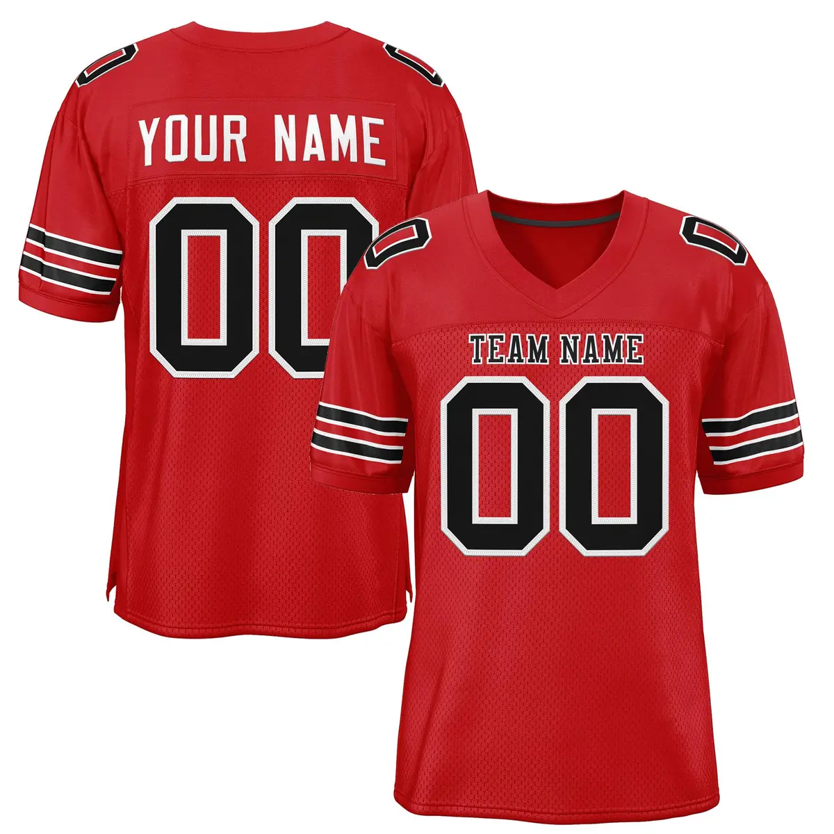 Red Black-White Classic Style Mesh Authentic Football Jersey