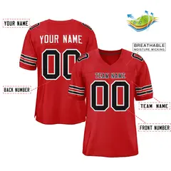 Red Black-White Classic Style Mesh Authentic Football Jersey 2