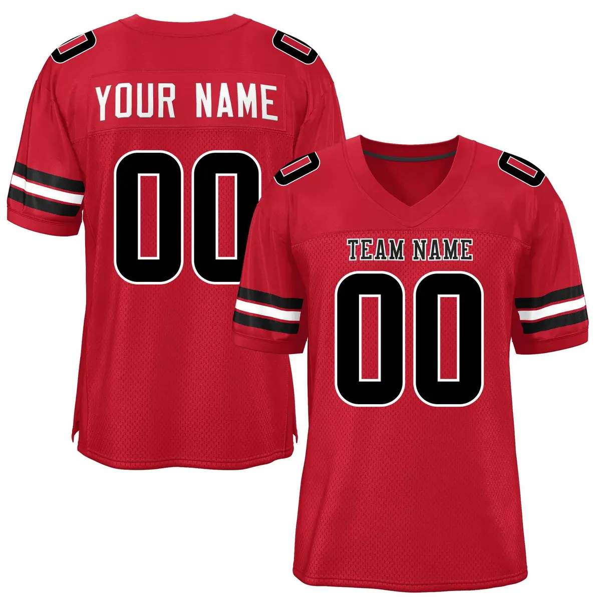 Red Black-White Classic Style Mesh Authentic Football Jersey