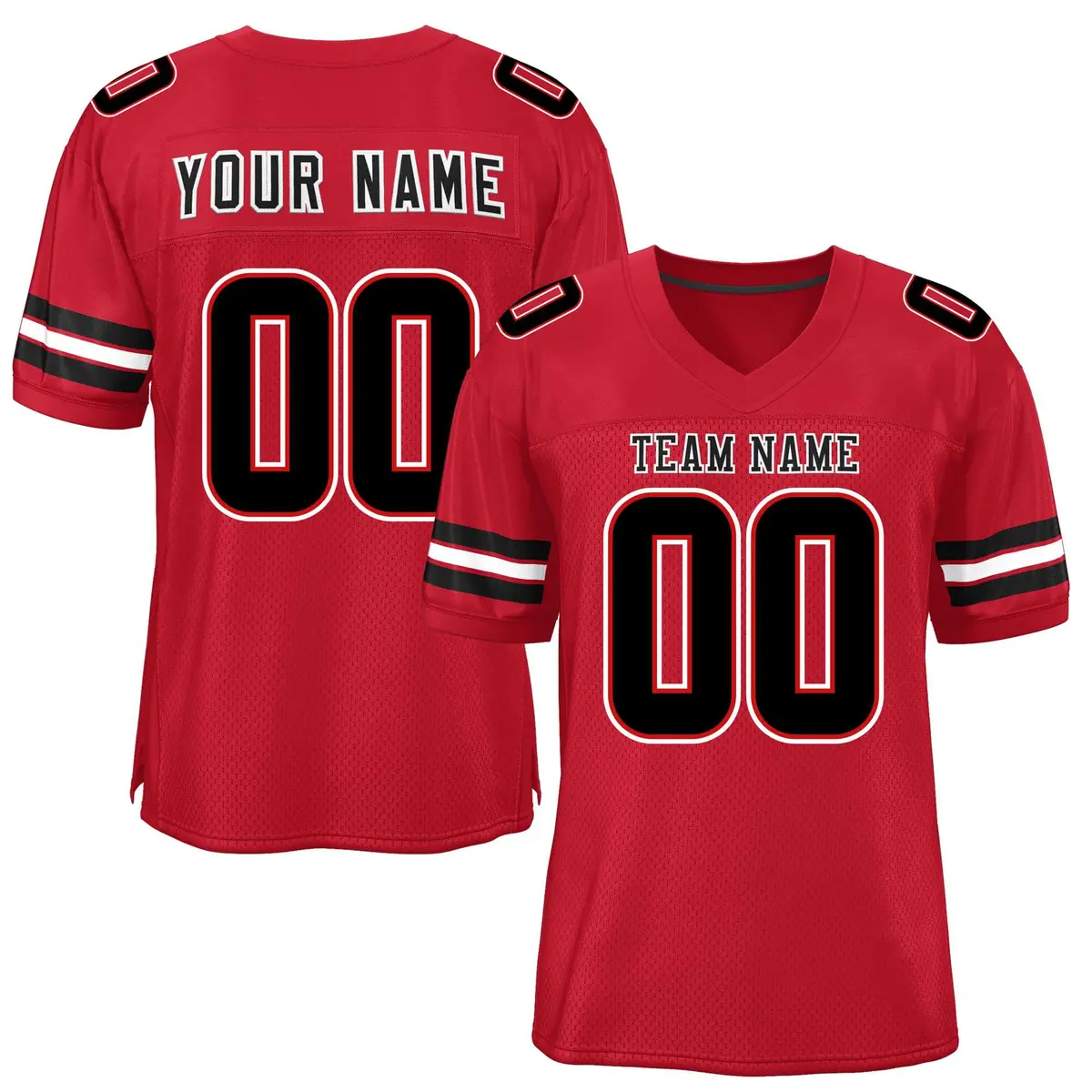 Red Black-White Classic Style Mesh Authentic Football Jersey