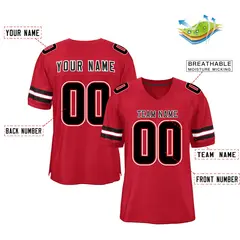 Red Black-White Classic Style Mesh Authentic Football Jersey 2