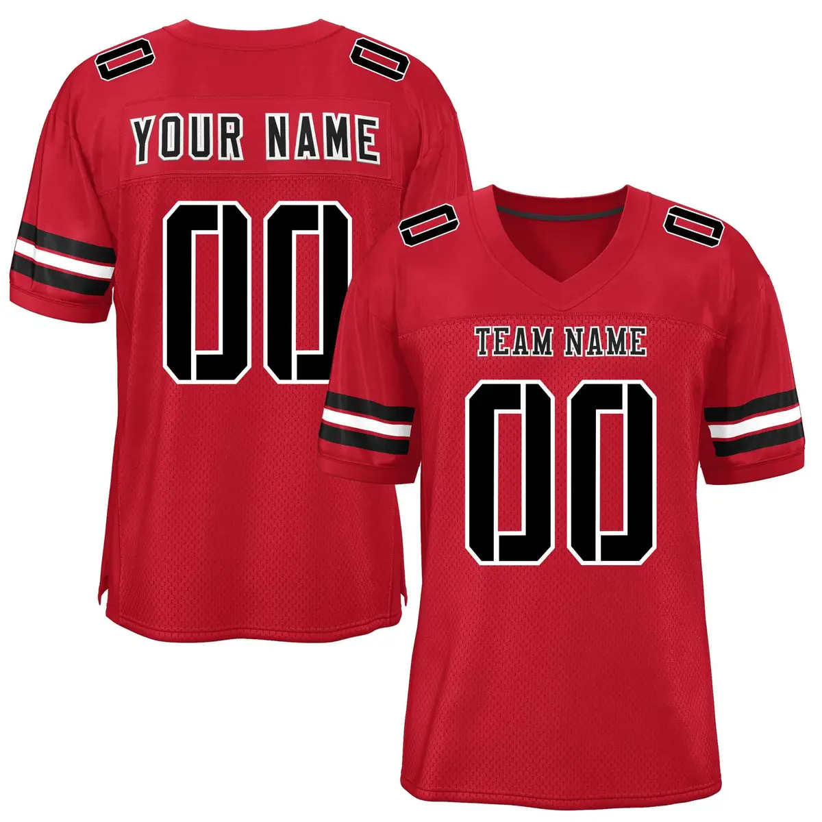 Red Black-White Classic Style Mesh Authentic Football Jersey